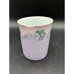 Vtg Purple Violets Vase Hand Painted Signed L Fachler '57